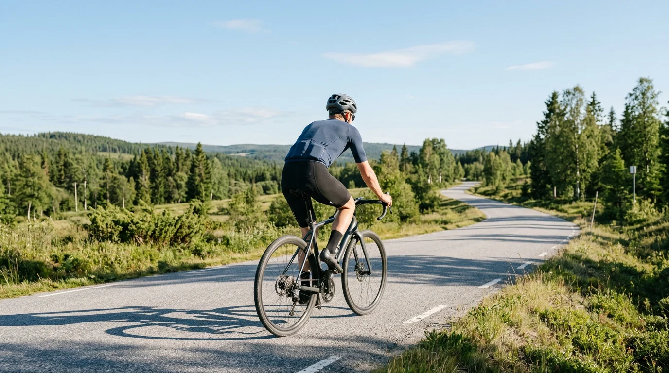 Aktiv man cyklar i nordisk natur - blodcirkulation och aktiv livsstil hos män